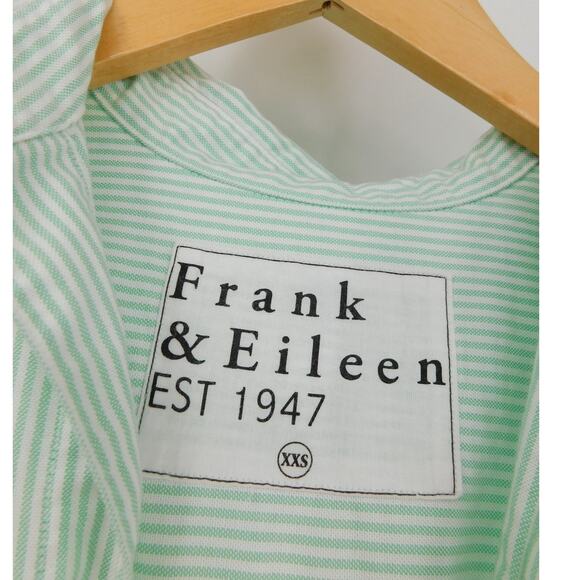Frank & Eileen Women's Shirely Button Down Shirt In Green Stripe Size XXS Preppy - Picture 5 of 8